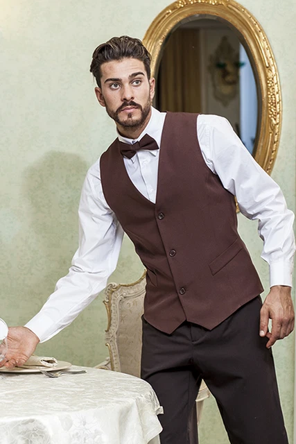 Gilet Panciotto Uomo Lavoro Business Elegante Cameriere Bar Ristorante Sala