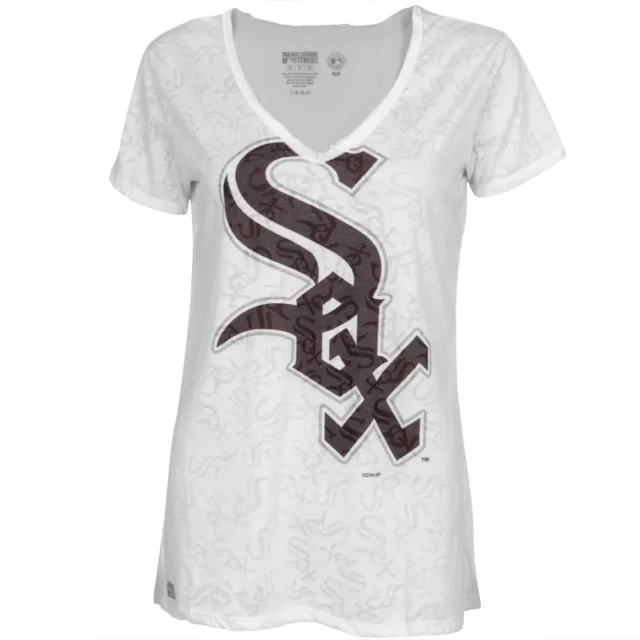 Chicago White Sox  -  Large Logo Juniors Burnout V-Neck T-Shirt