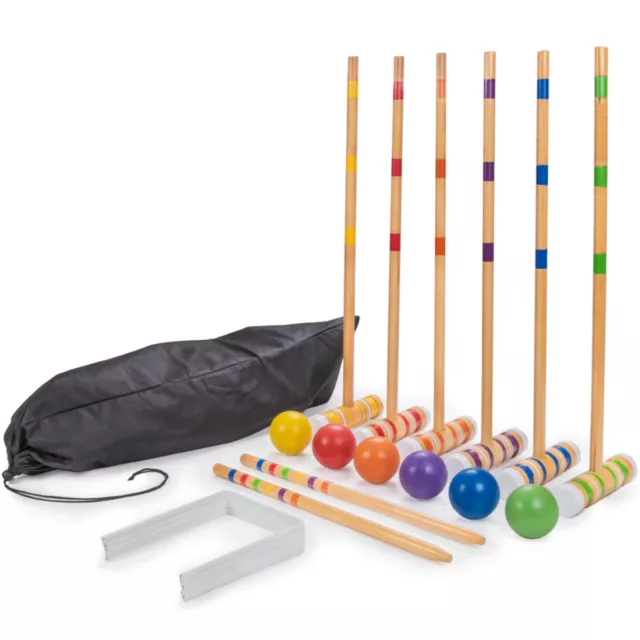 Six-Player Travel Croquet Set With Drawstring Bag