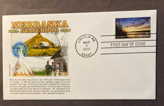 USA #5179 Nebraska Statehood Forever FDC on 1 Panda Cachet cover