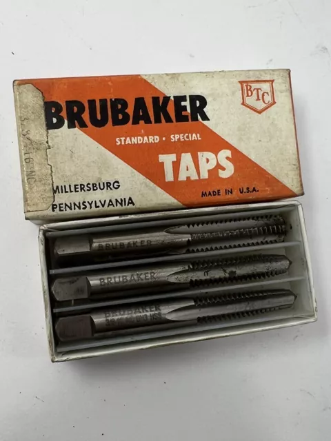 BRUBAKER 3/8-16 NC GH3 HSS tap Set Of 3 In Box