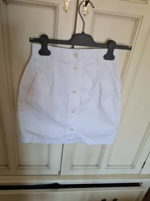 Thomas Burberry white cotton high waist mini skirt size XS UK6