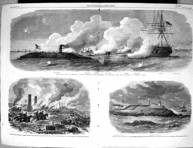 Old 1862 Civil War America Ships Jamestown Congress Minnesota Cork Ha Victorian