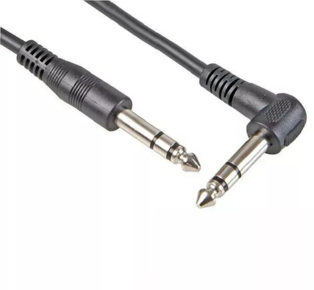 50cm - 10m 6.35mm Jack to Jack Right Angle AUX Cable Lead Stereo Straight Plug