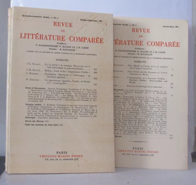 Revue de la littérature comparée Année 1971 Numéros 1 à 4 | Bon état