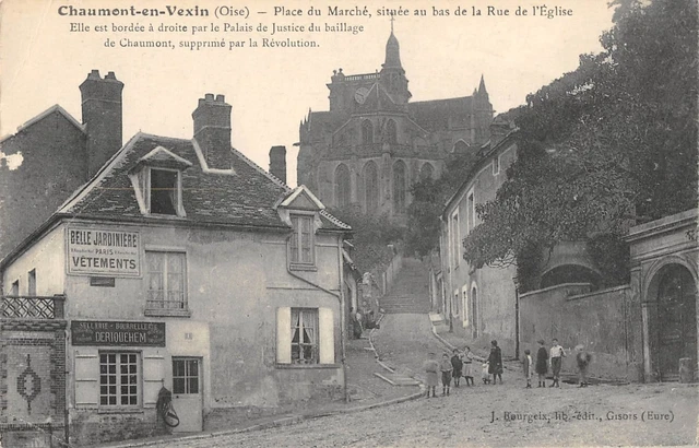 Cpa 60 Chaumont En Vexin Place Du Marche Situee Au Bas De La Rue De L'eglise