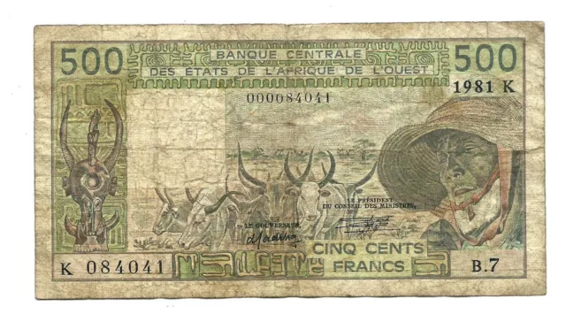 Senegal (P706Kc) 500 Francs 1981