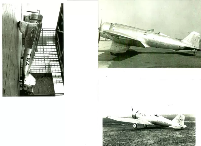 Set Of 3 - Lot #44 B&W 4X6 Photos: Northrop - Twa  Racing Airplanes