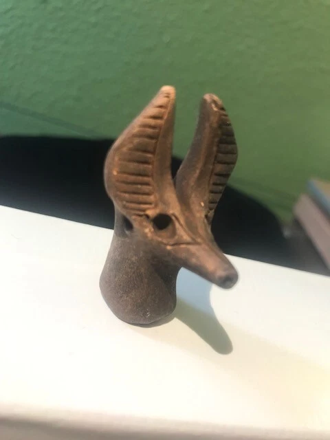 Egyptian Anubis Jackal Dog Pendant for Necklace Handmade of Clay 2" tall by 1"
