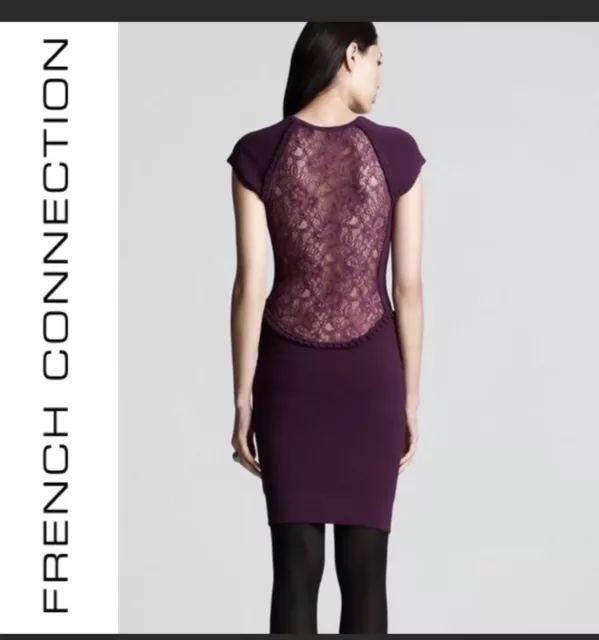 French Connection "Dani" Lace Back Knit Dress Purple Size 12