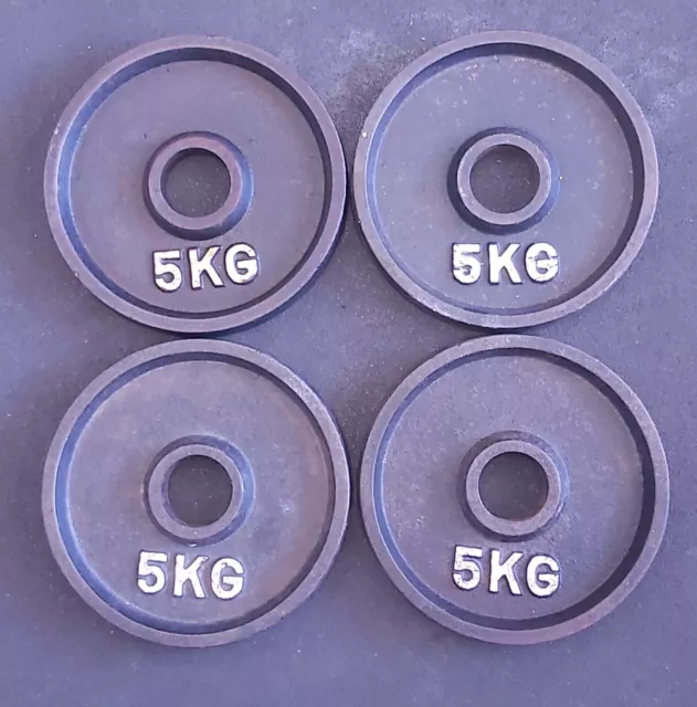 Cast Iron Weight Plates 4 x 5kg - (25mm Hole - Suit Olympic Barbell) - Pre-Owned