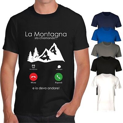 T Shirt La Montagna Sta Chiamando Maglietta Divertente Cotone T-Shirt Escursioni