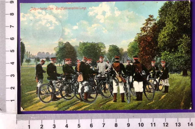 WW1 Patriotik Soldat Fahrrad Jägerbataillon Radfahrerabteilung Feldpost Weimar