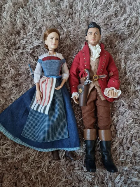 Disney Store Beauty & The Beast Belle & Gaston Doll Set Live Action