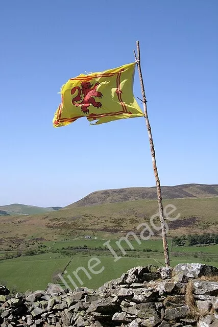 Photo 6x4 A flag at Tinnis Castle Drumelzier/NT1334 A slightly tattered  c2011