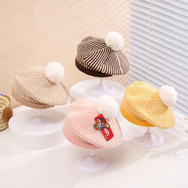Cappello Autunno Bambino Colore Solido Ragazze Caldo Berretto Vintage Lavorato a Maglia Cappello Berretto Bambini;
