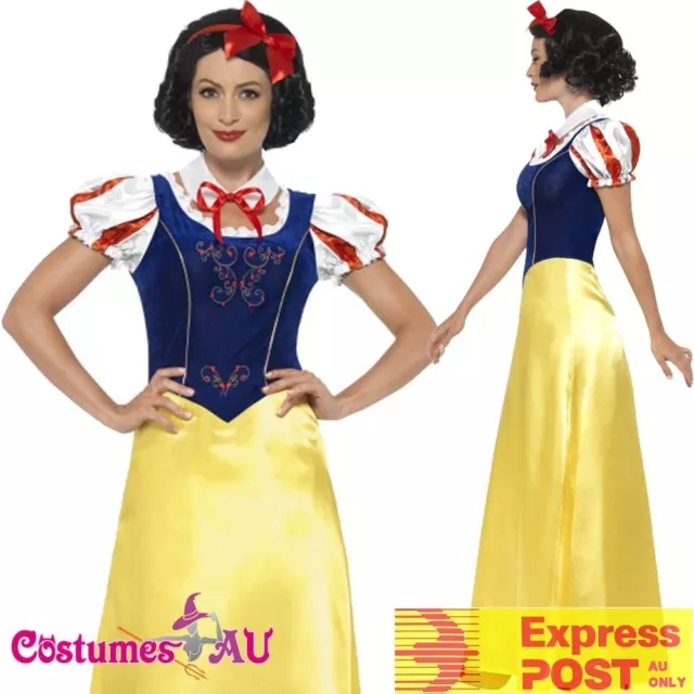 Ladies Princess Snow White Costume Disney Fairy Tale Book Week Fancy Dress Party