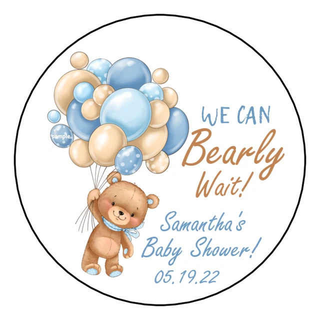 12 Teddy Bear Baby Shower Stickers Favors Labels tags 2.5" We Can Bearly Wait