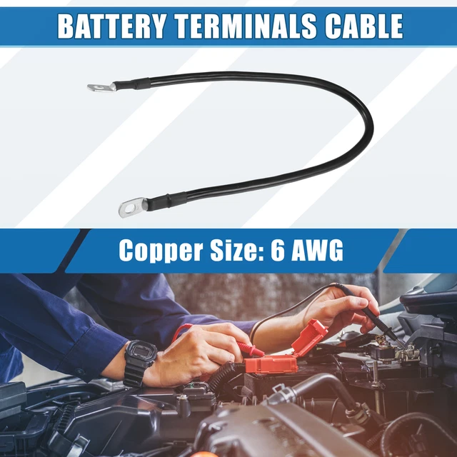 6 AWG GAUGE Car Battery Cable 45cm 18" with 5/16 Inch Lugs Pure Copper
