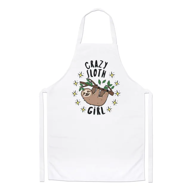 Crazy Sloth Girl Stars Chefs Apron Funny Joke Animal Lazy Cooking Baking