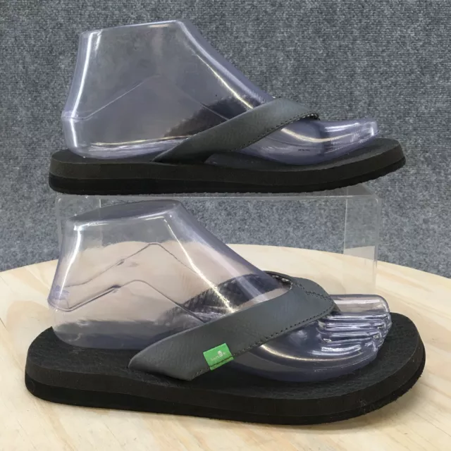 Sanuk Yoga Mat Gray Black Sandals Flip Flops Womens Size 7 SWS2908C