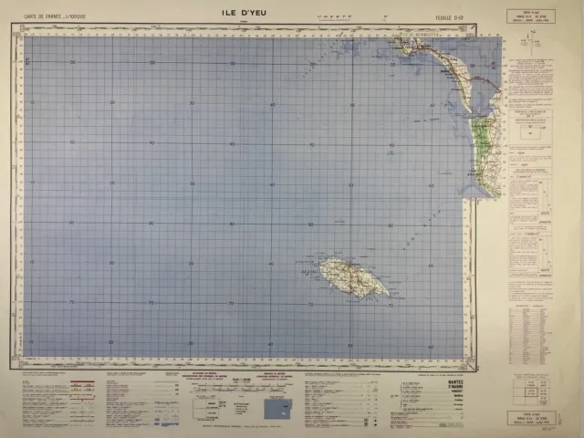 Carte IGN ancienne de l'Ile d'Yeu et ses environs