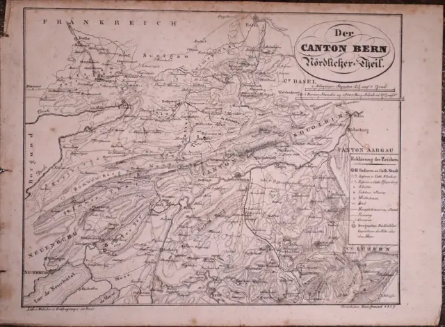 1837 Atlas Map ~ CANTON - BERN / SWITZERLAND ~ (10x12)-#1316 2