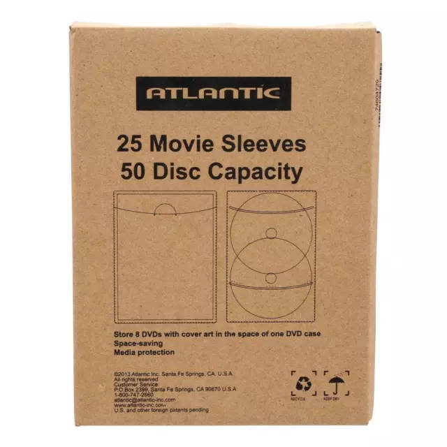 25 Cd Dvd Or Blu-ray Media Living Clear Movie Sleeves | Atlantic Discs Hold