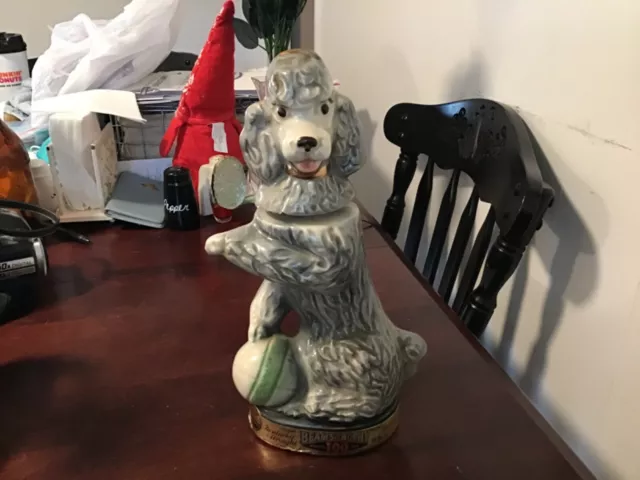 Vintage Jim Beam Penny the grey Poodle decanter, bottle china. 1970