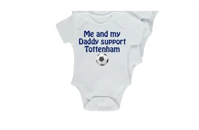 Personalised Baby Vest Grow Body Suit New Born Football Team Tottenham Gift
