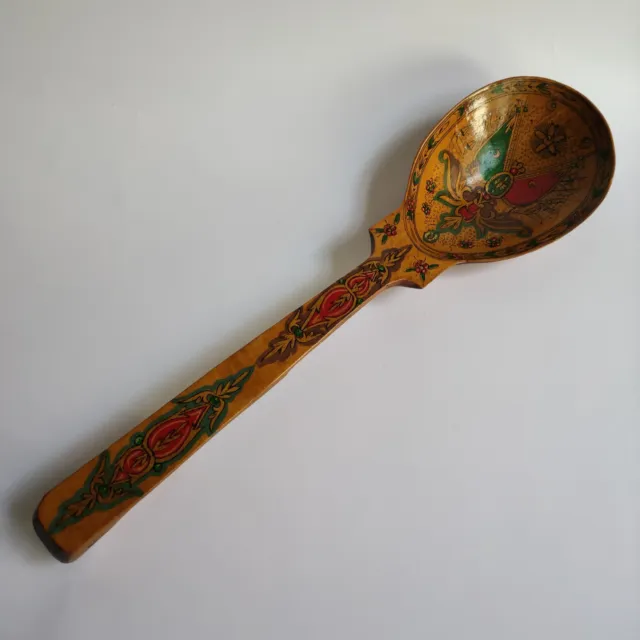 Antique Ottoman Emp. Handmade & Hand-Painted Big Wooden Spoon With Ottoman Flags