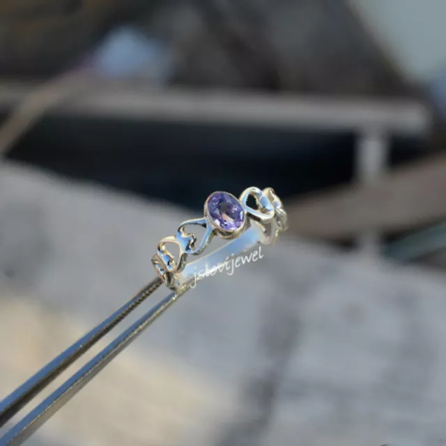 African Amethyst Cut Gemstone Boho Ring 925 Sterling Silver Girl's Jewelry/JL208