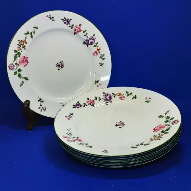 E Brain FOLEY CHINA * 6 x 1920s Floral DESSERT PLATES (7", 18cm) * Vintage VGC