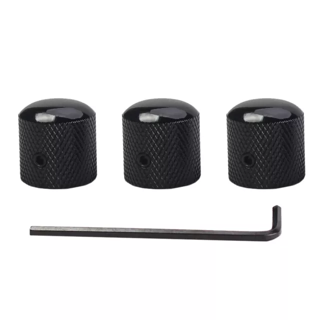 3pcs Bouton De Volume De Tonalité De Guitare En Métal Noir Professionnel Avec