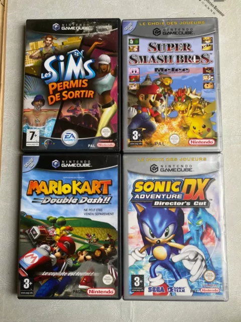 Lot 4 boites Nintendo Gamecube (PAL) Smash Bros Mario Kart Sonic Adventure sims