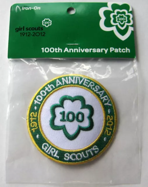 HARD-TO-FIND Girl Scout 100 ANNIVERSARY PATCH Trefoil Bloom NEW Iron-On OFFICIAL