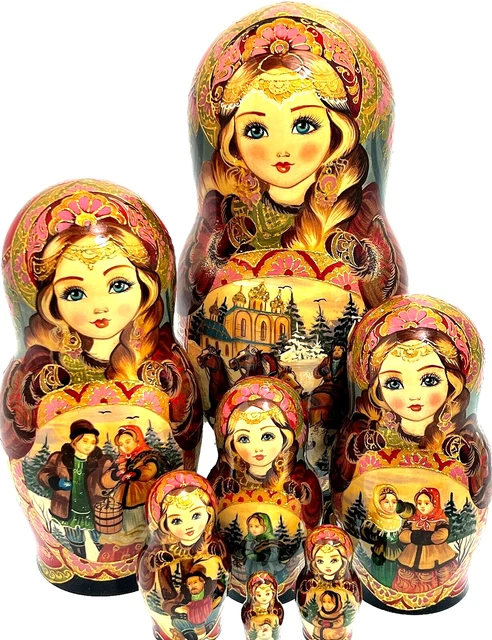 Matriochkas Van Gogh 5 Pièces – Poupées Russes Peintes à La Main, Artisanat Unique
