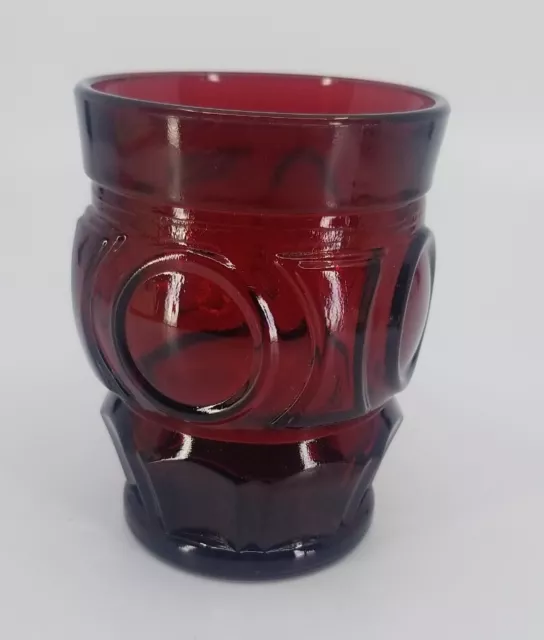 Vintage Ruby Red Bullseye Tumbler Glass Wheaton made in USA 8 oz. MCM