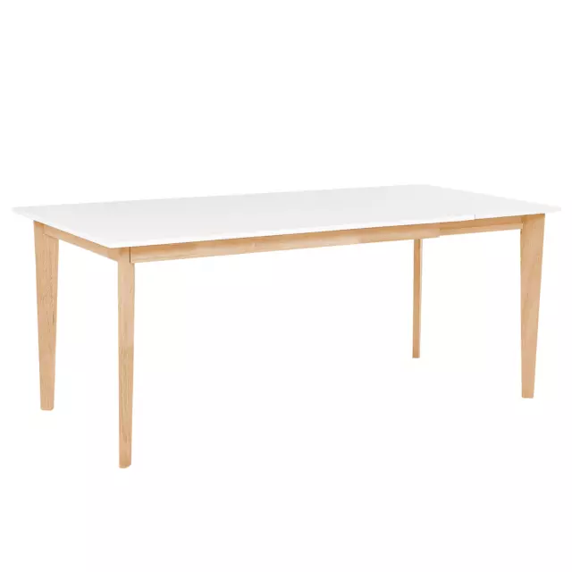 Table de Salle à Manger Extensible Blanche avec Piétement en Bois 140/180 x 90