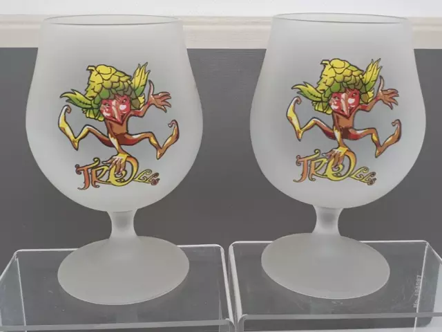 Dubuisson CUVEÉ DES TROLL Belgian Beer Glasses - 2x TROLLS Frosted 25/33cl Glass