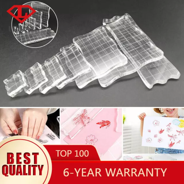 7Pcs Transparent Acrylic Clear Stamp Block Pad DIY Scrapbooking Handmade Tool UK