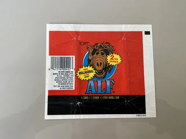 Alf Tv Vintage 1987 Topps Kaublase Gum Rot Wrapper