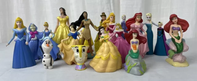 Lote de 19 estatuillas de princesa Disney PVC Cake Toppers coleccionables Elsa Ariel Belle