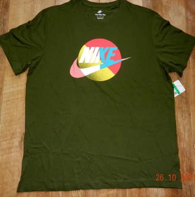 Men Nike Classic Ultra Just do it Large logo T-Shirt Top Size M-L GREEN OLIVE
