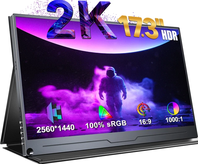 UPERFECT 17,3" 2K Tragbarer Monitore 2560*1440 HDMI Typ C 100% sRGB Display DE