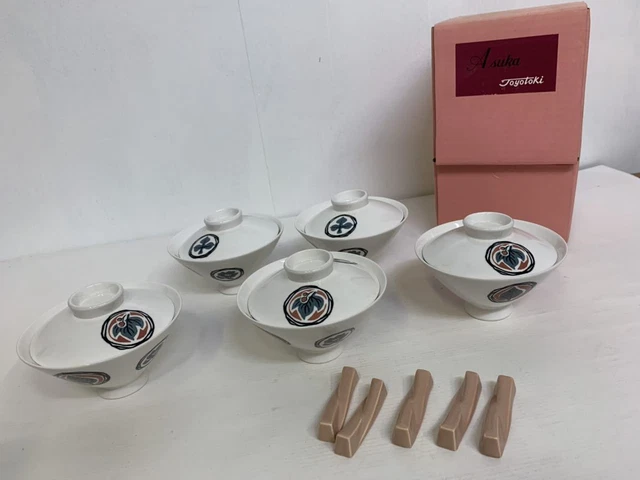 S8100 Toyotoki Toto With Lid Bowl Rice Cup Set Retro Noritake Oriental Pottery