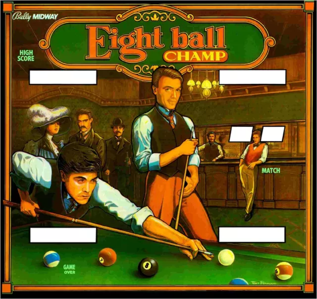 Bally / Midway Eight Ball Champ Pinball Machine Translite