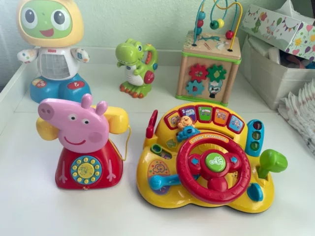 Baby Spielzeugpaket, vtech/ Fisher Price, Peppa Pig - Roboter, Fahrschule, Dino