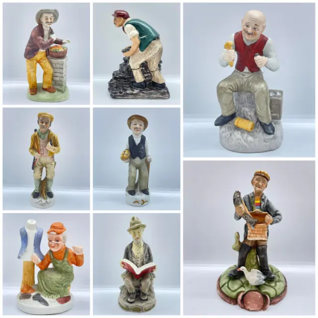 Old Elderly Man Woman Lady Couple Ceramic Figurine Ornament Collectable Home Dec