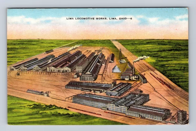 Lima OH-Ohio, Lima Locomotive Works, Antique Vintage Souvenir Postcard